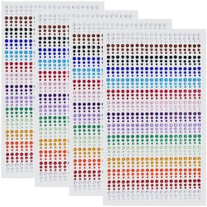 1800 Pcs Rhinestone Stickers for Makeup & DIY Crafts, Multicolors Stick-on Jewels Gems (15 Colors & 3 Sizes)