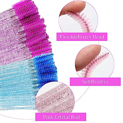 Mascara Wands 100 Pcs Disposable Eyebrow Brush Applicator Glittered Eye Lash Brush Aruicheng 12.5CM - Image 2