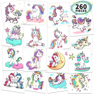 Metker Unicorn, Mermaid Kids Waterproof Temporary Tattoos (260 PCS) - Easy & Durable