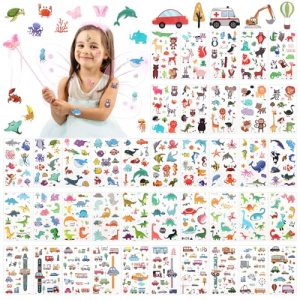 40 Sheets Temporary Tattoos Kids Tattoo Stickers Party Favors Cartoon Animal Birthday LQLUEOY
