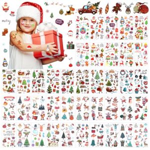 400PCS Christmas Temporary Tattoos Kids Christmas Tattoos Kids Tattoos Christmas Party Tattoos Party Favors Tattoos Cartoon Tattoos Birthday Tattoos Animal Temporary Tattoos For Kids