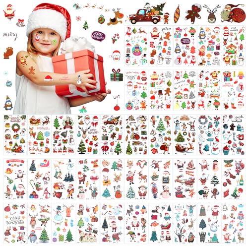 400PCS Christmas Temporary Tattoos Kids Christmas Tattoos Kids Tattoos Christmas Party Tattoos Party Favors Tattoos Cartoon Tattoos Birthday Tattoos Animal Temporary Tattoos For Kids