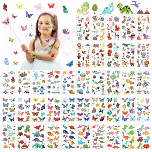 400PCS Kids Temporary Tattoos Stickers Party Favors Waterproof Cartoon Animal Tattoos for Birthday