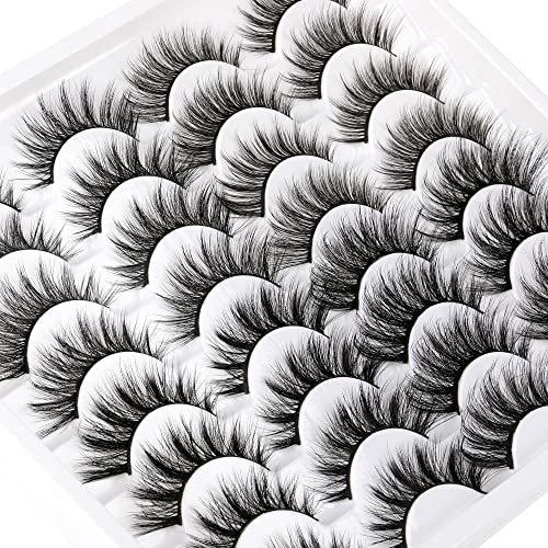 JIMIRE Cat Eye False Eyelashes Wispy 3D Faux Mink Lashes Fluffy Crossed Volume 16 Pairs - Image 28