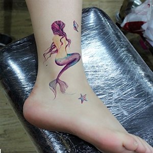 TAFLY Waterproof Temporary Tattoo Sticker Mermaid Tattoos for Women 5 Sheets