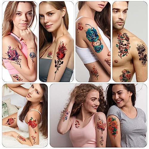 Flowers Temporary Tattoo 77 Sheets, Realistic Waterproof Fake Tattoos for Adults and Kids - Image 3