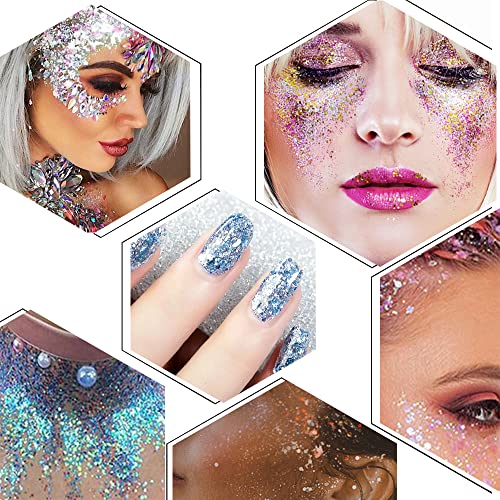 Glitter Gel Makeup, Iridescent Glitter Set 12 Colours, Glitter Powder Kit, Face Nails Eyes Lips Hair Body - Image 4