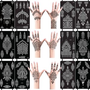 PPVWEY 12 Sheets Tattoo Stencils Kit Reusable Arabian Indian Stickers for Face Body Paint DIY(12P-2)