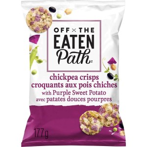 Off The Eaten Path Chickpea Crisps with Purple Sweet Potato Rice and Chickpea Snacks