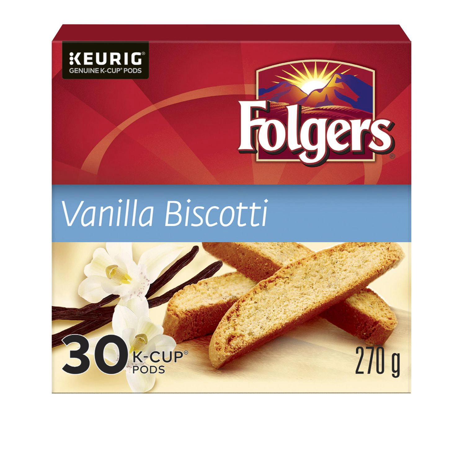 Folgers Vanilla Biscotti K-Cup Coffee Pods 30 Count 270g