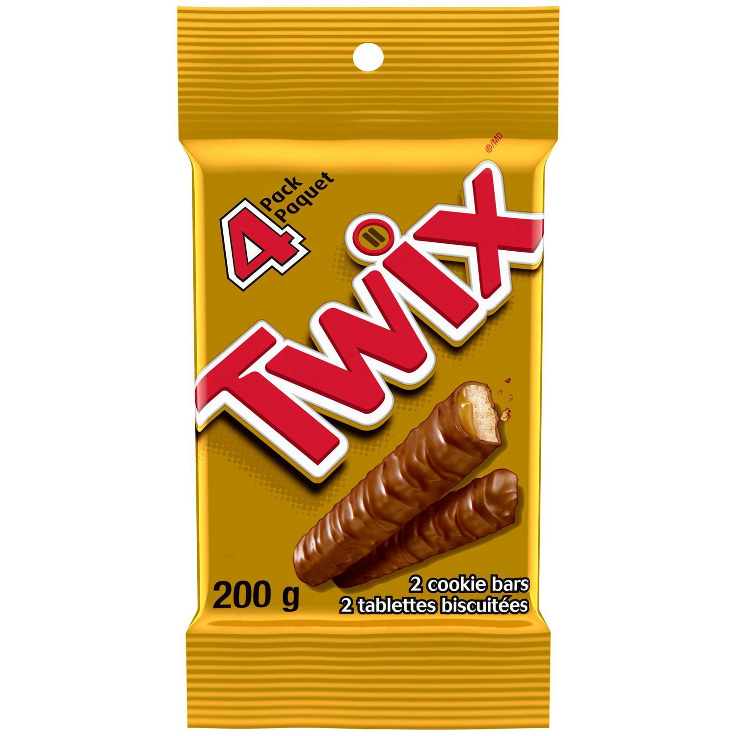 TWIX Caramel Cookie Chocolate Candy Bar, 4 Full Size Bars, 200g