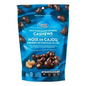 Great Value Milk Chocolate Covered Cashews 250g