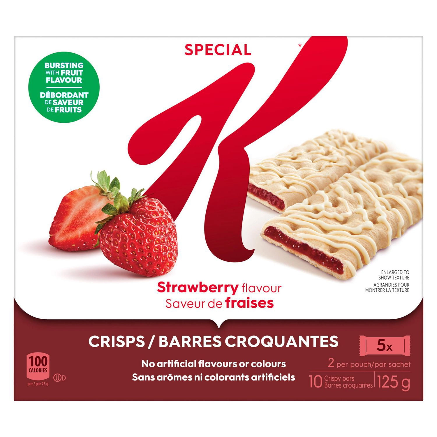 Special K Fruit Crisps Strawberry Flavour, 125g - 10 Crisps, 2 Per Pouch