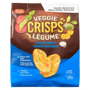 Dare Dare Veggie Crisps Zesty Ranch Crackers Chips 100g