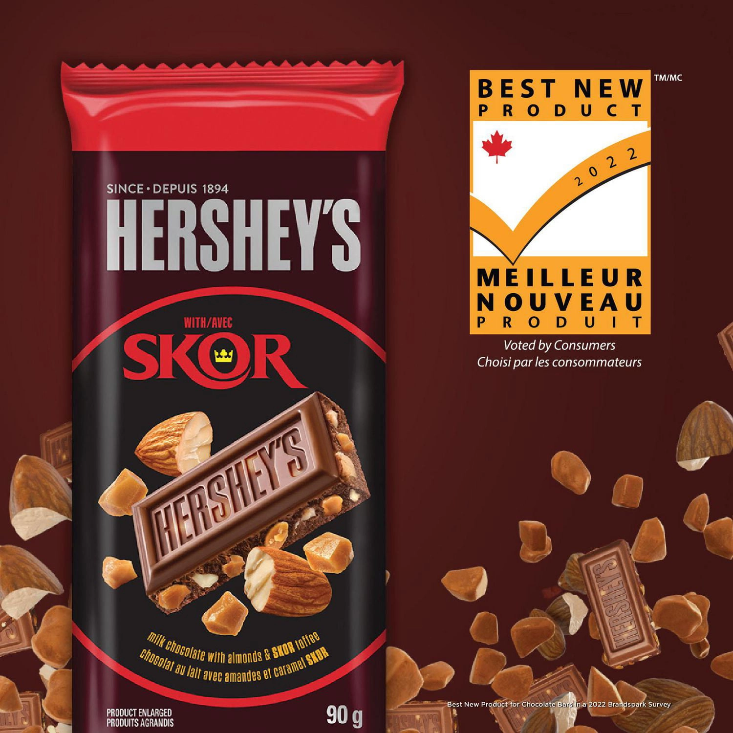 Hershey's Milk Chocolate Almond Stuffed with SKOR Bar 90g - Image 4