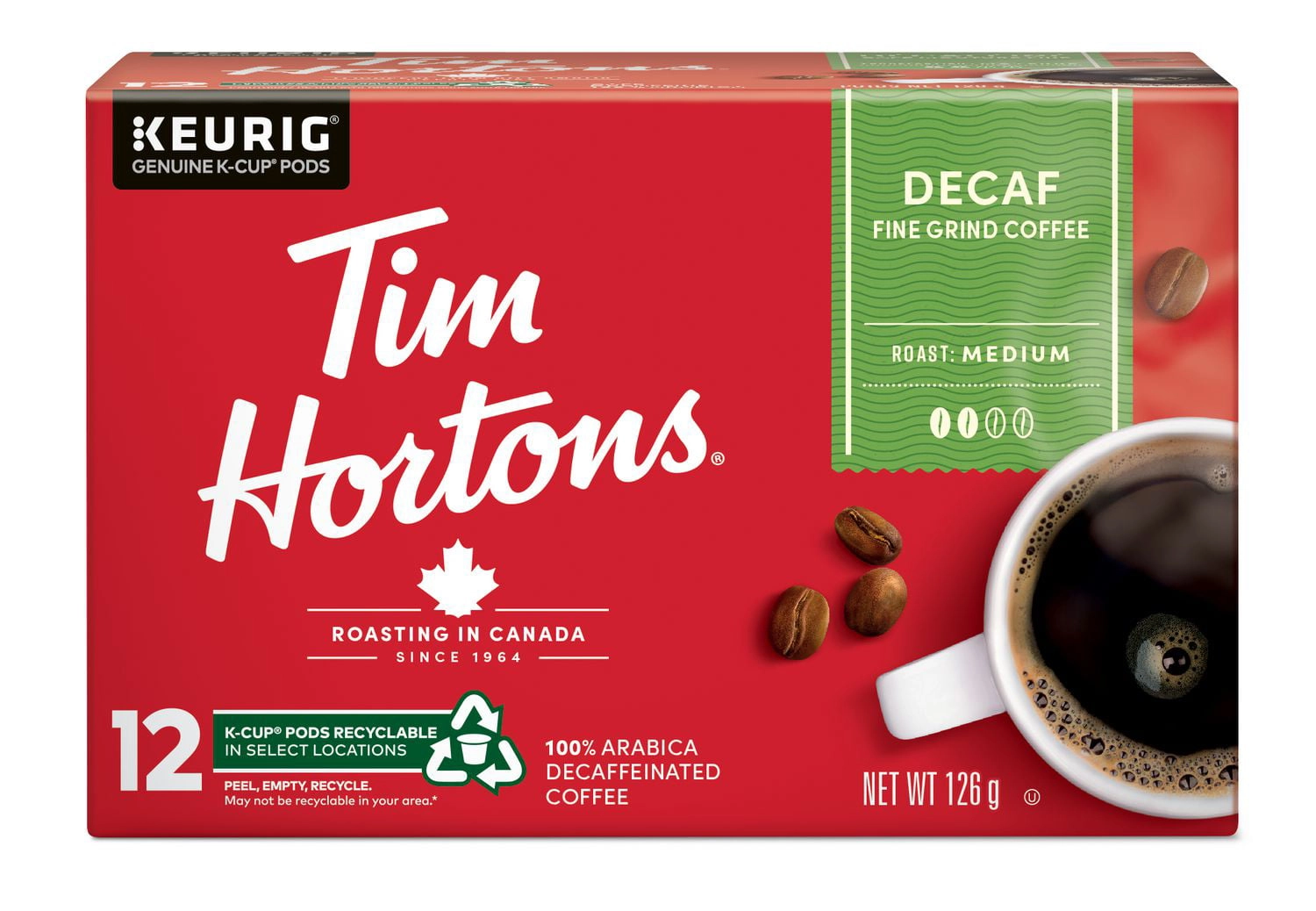 Tim Hortons Medium Roast Decaffeinated Coffee 126g