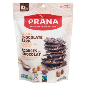 Prana Organic Carazel Caramalized Nuts and Sea Salt 62% Chocolate Bark