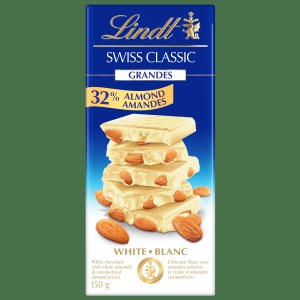 Lindt Swiss Classic Grandes Almond White Chocolate Bar, 150g