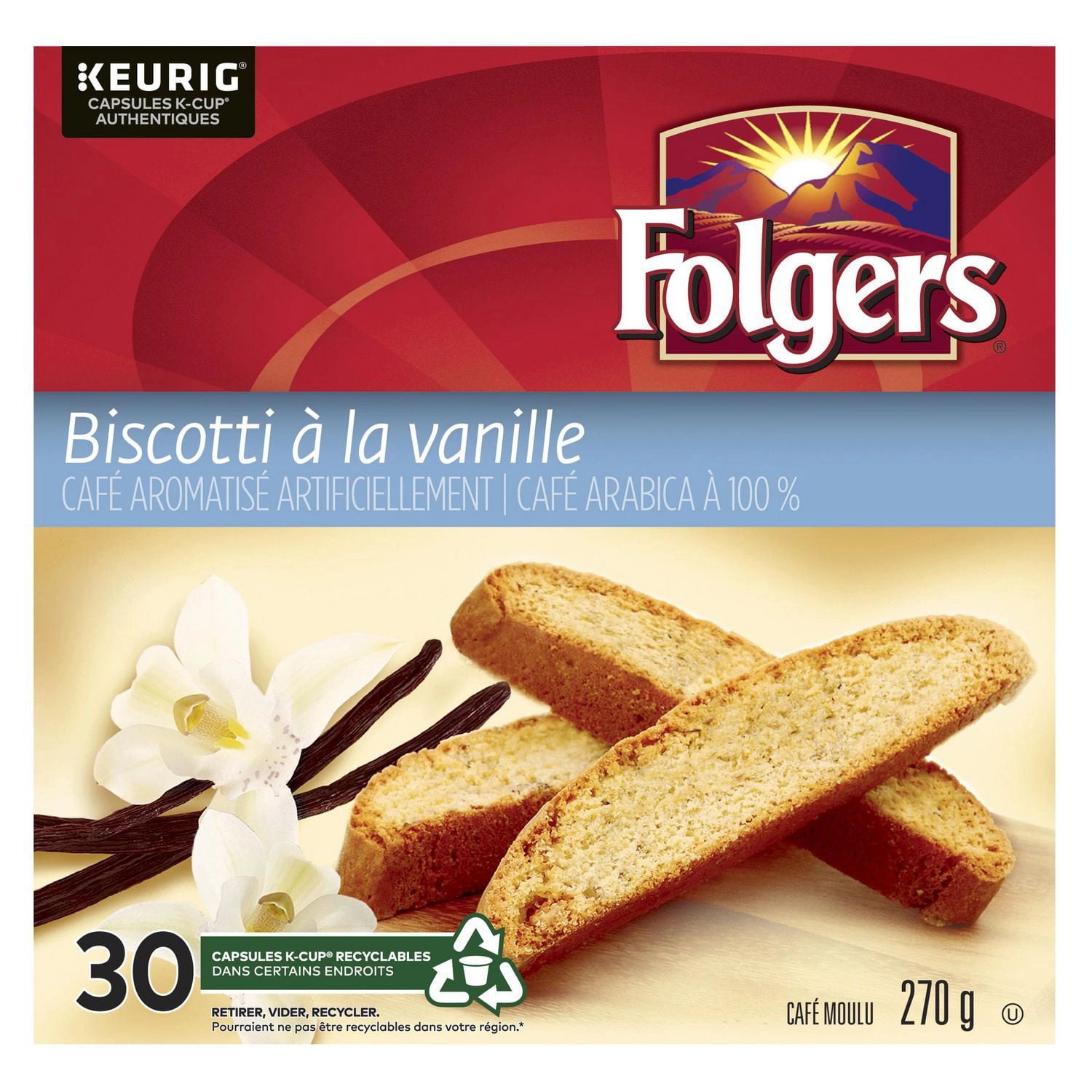Folgers Vanilla Biscotti K-Cup Coffee Pods 30 Count 270g - Image 2