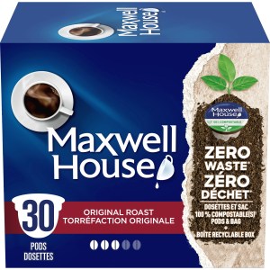 Maxwell House Original Roast Coffee 100% Compostable K Cup Coffee Pods, 30 Pods 285g