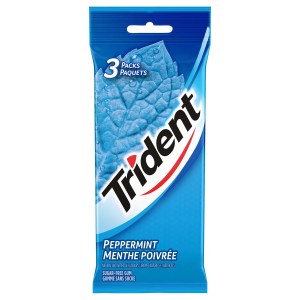 Trident Peppermint Sugar Free Gum, 3 Packs of 14 Pieces (42 Total Pieces)