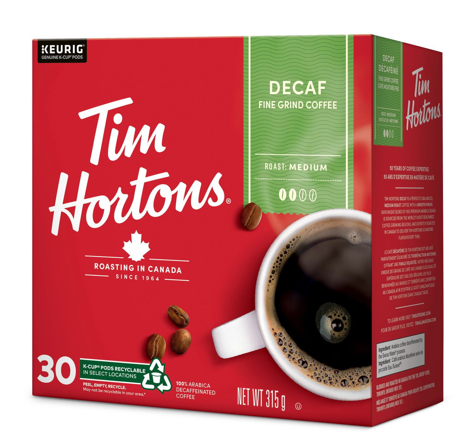 Tim Hortons Decaf Light Medium Roast Decaffeinated Coffee 315g - Image 6