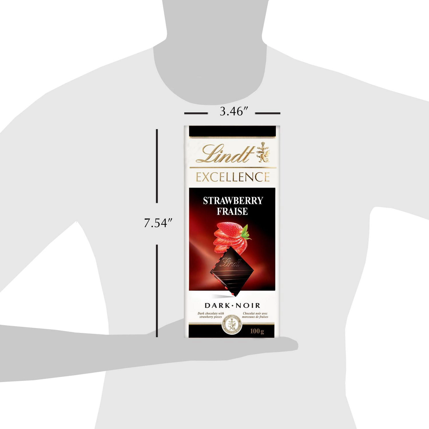Lindt Excellence Strawberry Dark Chocolate Bar, 100g - Image 3