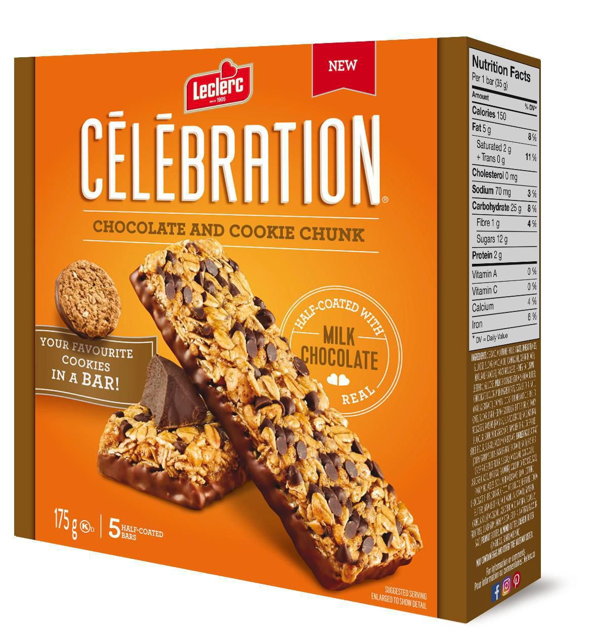 Celebration Chocolate and Cookie Chunk Bars 175g