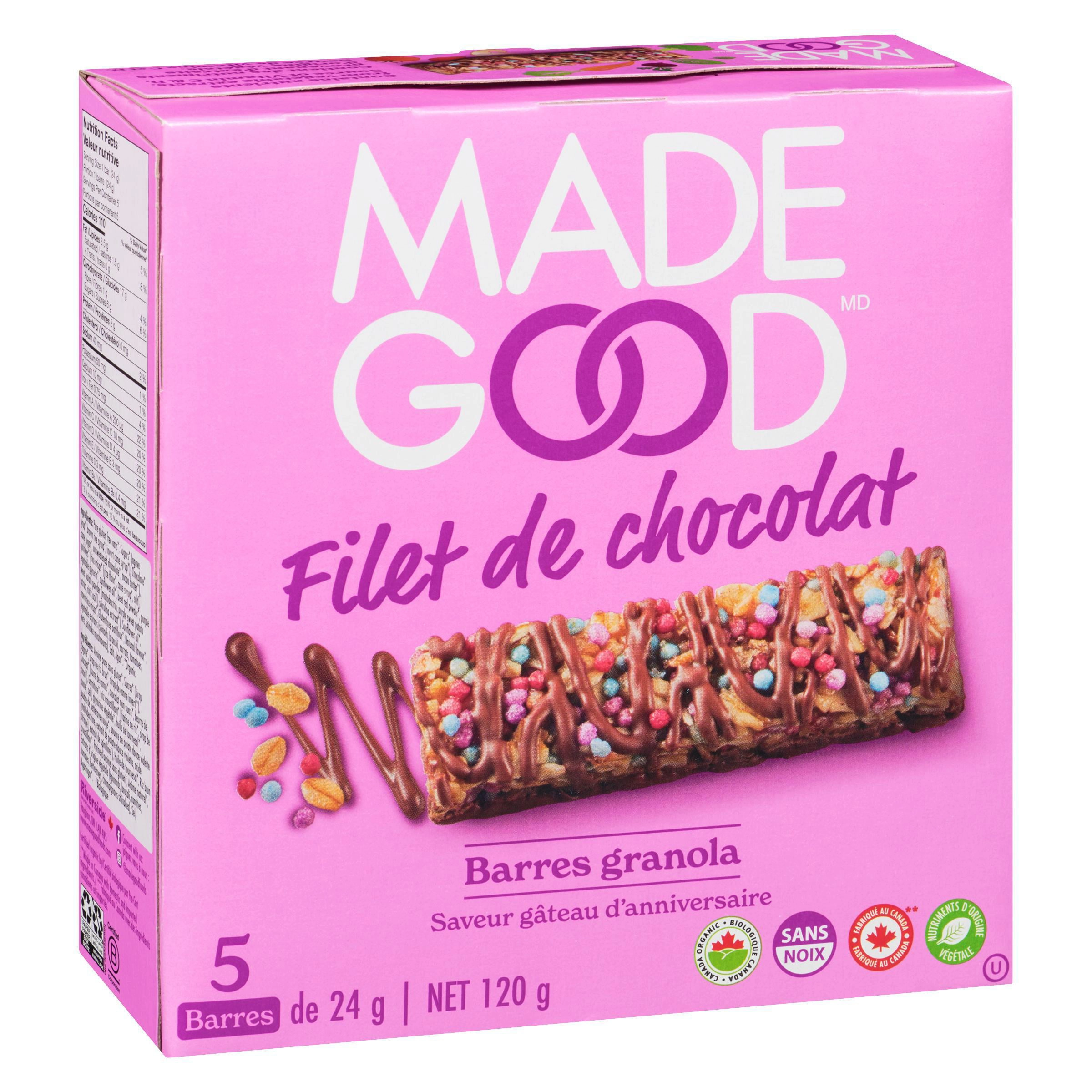MadeGood Birthday Cake Chocolate Drizzled Granola Bars 5pk 120g - Image 6
