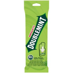 Doublemint Peppermint Flavoured Chewing Gum, 3 Packs, 15 Sticks Each