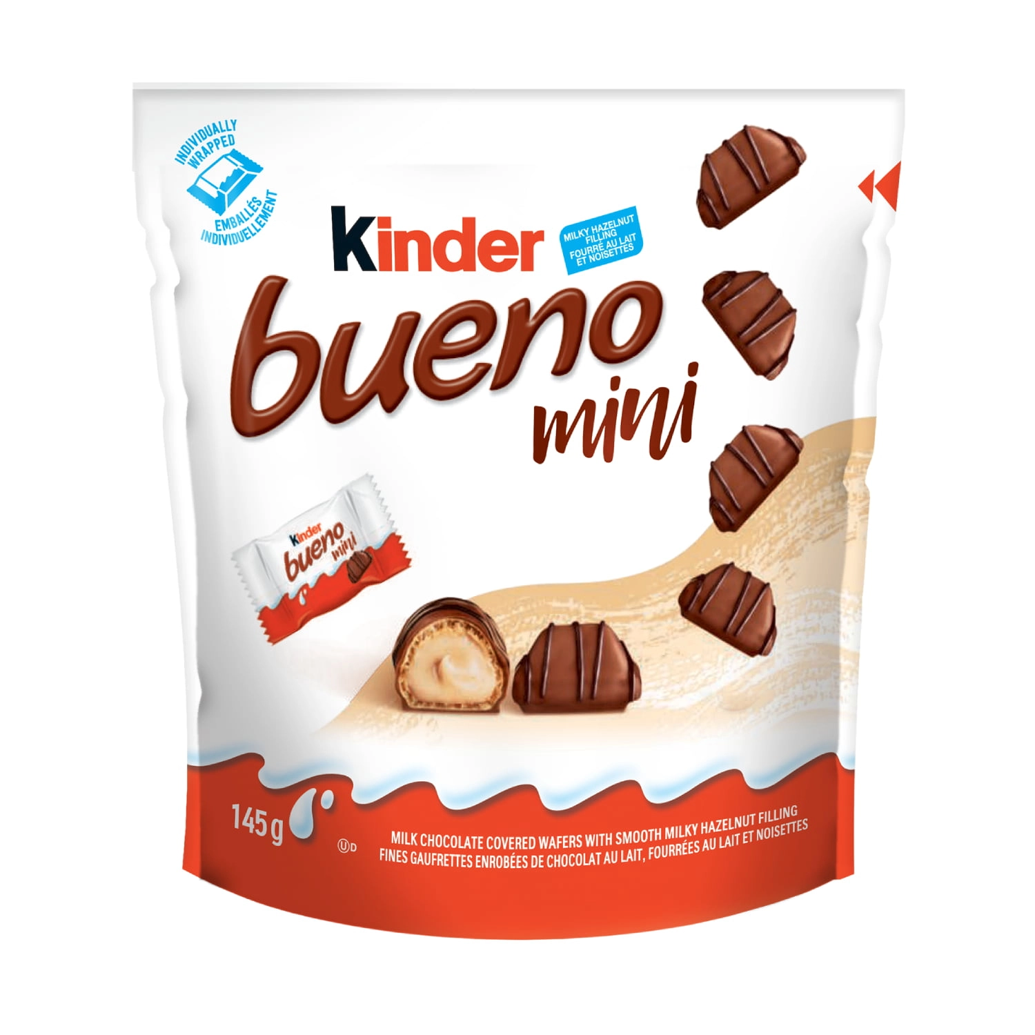 KINDER BUENO Mini Milk Chocolate and Hazelnut Cream Candy Bars 145g