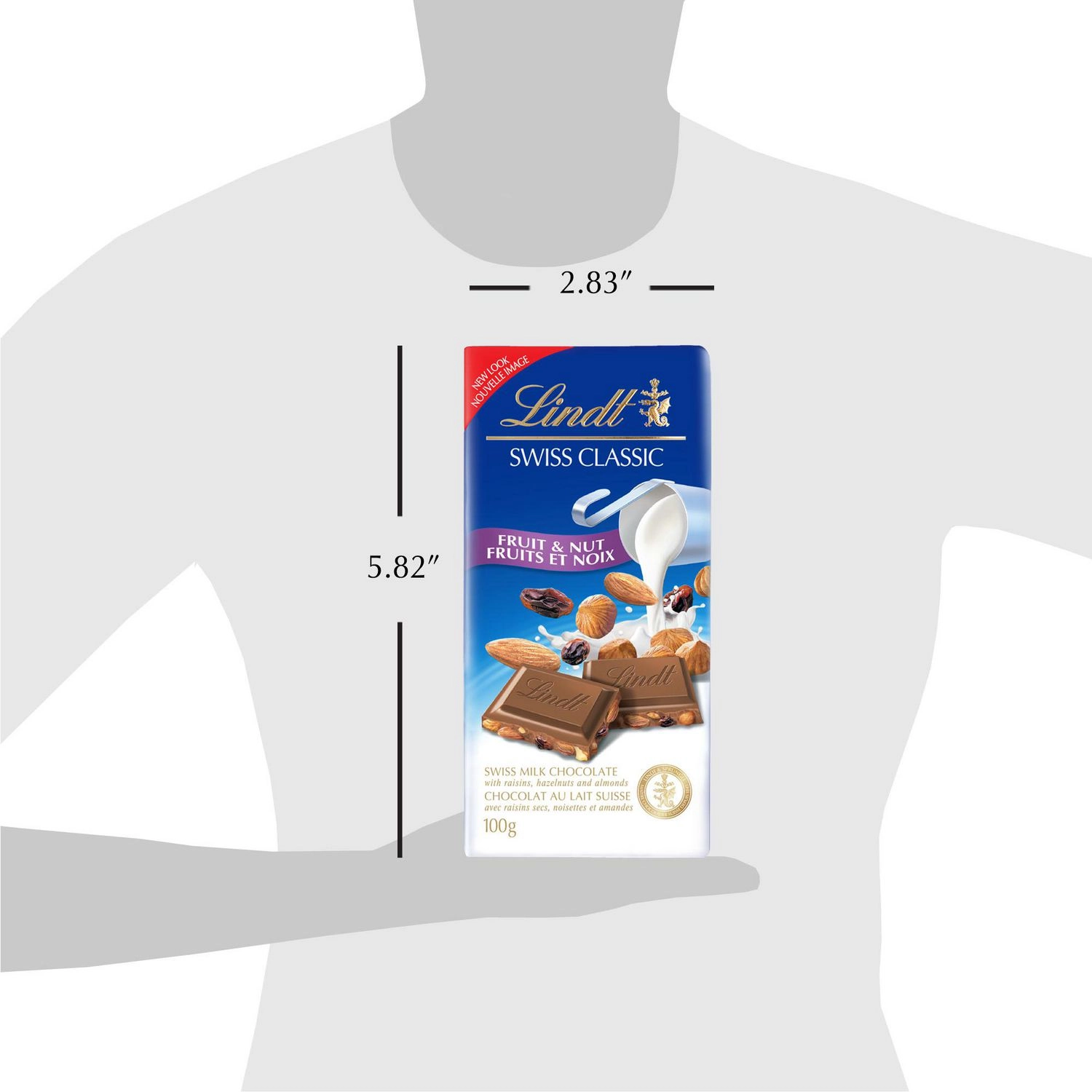 Lindt Swiss Classic Fruit & Nut Milk Chocolate Bar, 100g - Image 3