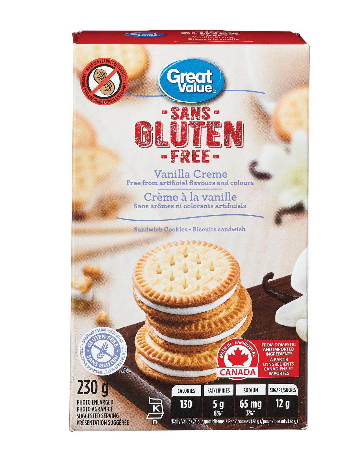 Great Value Gluten Free Vanilla Crème Sandwich Cookies