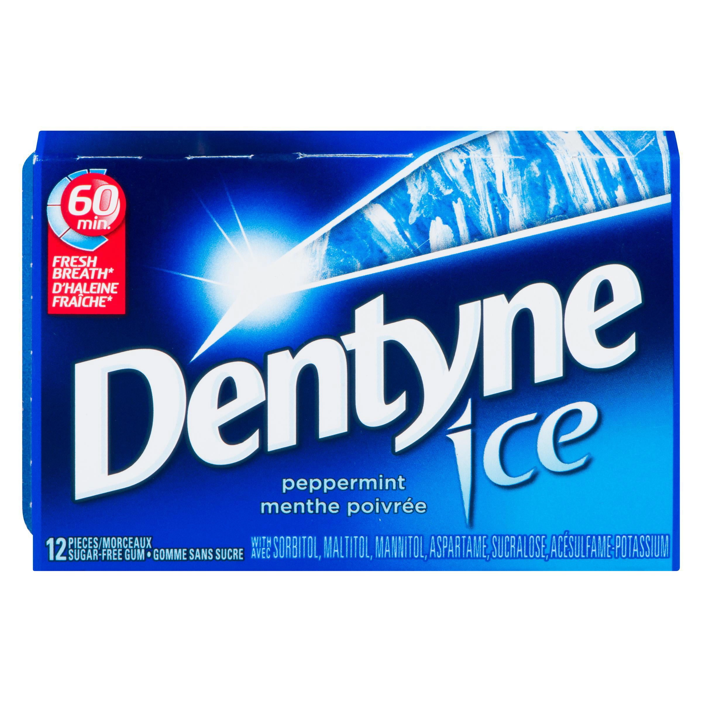 Dentyne Ice Peppermint Sugar-Free Gum, 1 Pack (12 Pieces)