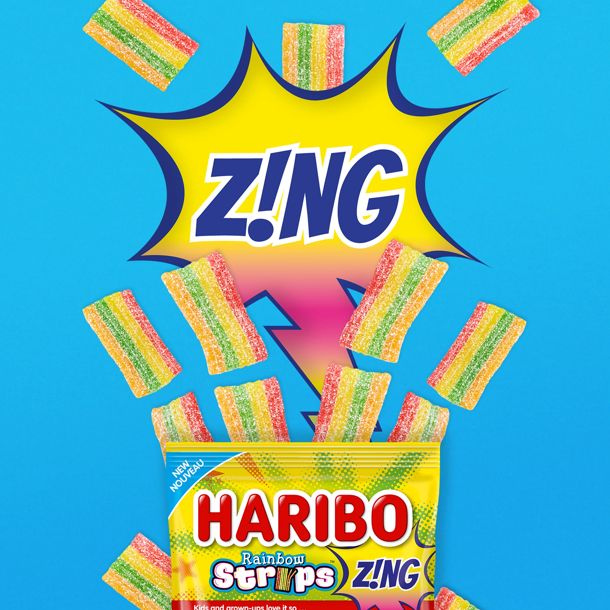 Haribo Z!NG Rainbow Strips Sour Gummy Candy 170g - Image 4