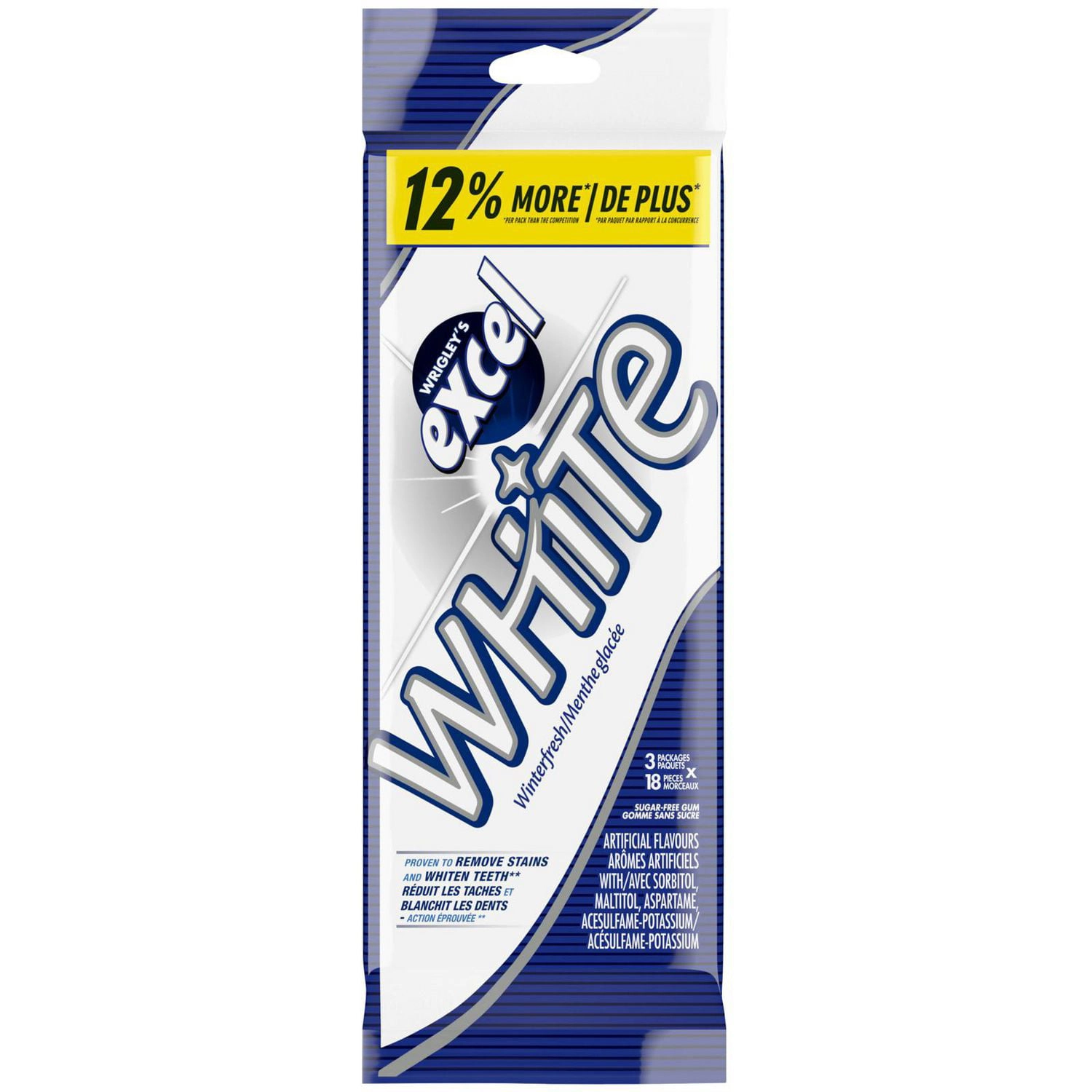 Excel White Winterfresh Teeth Whitening Sugar Free Chewing Gum 3 Packs 76g