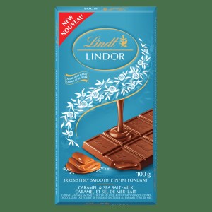 Lindt LINDOR Caramel & Sea Salt Milk Chocolate Bar, 100g