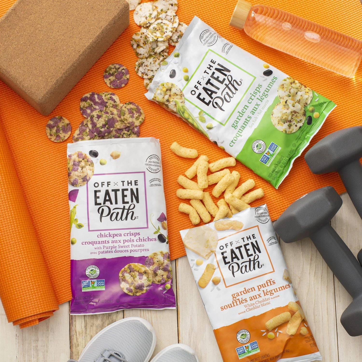 Off The Eaten Path Chickpea Crisps with Purple Sweet Potato Rice and Chickpea Snacks - Image 3