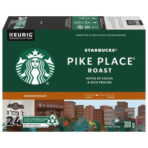 Starbucks Pike Place Roast Medium Roast Ground Coffee K-Cup Pods 24 ct Box
