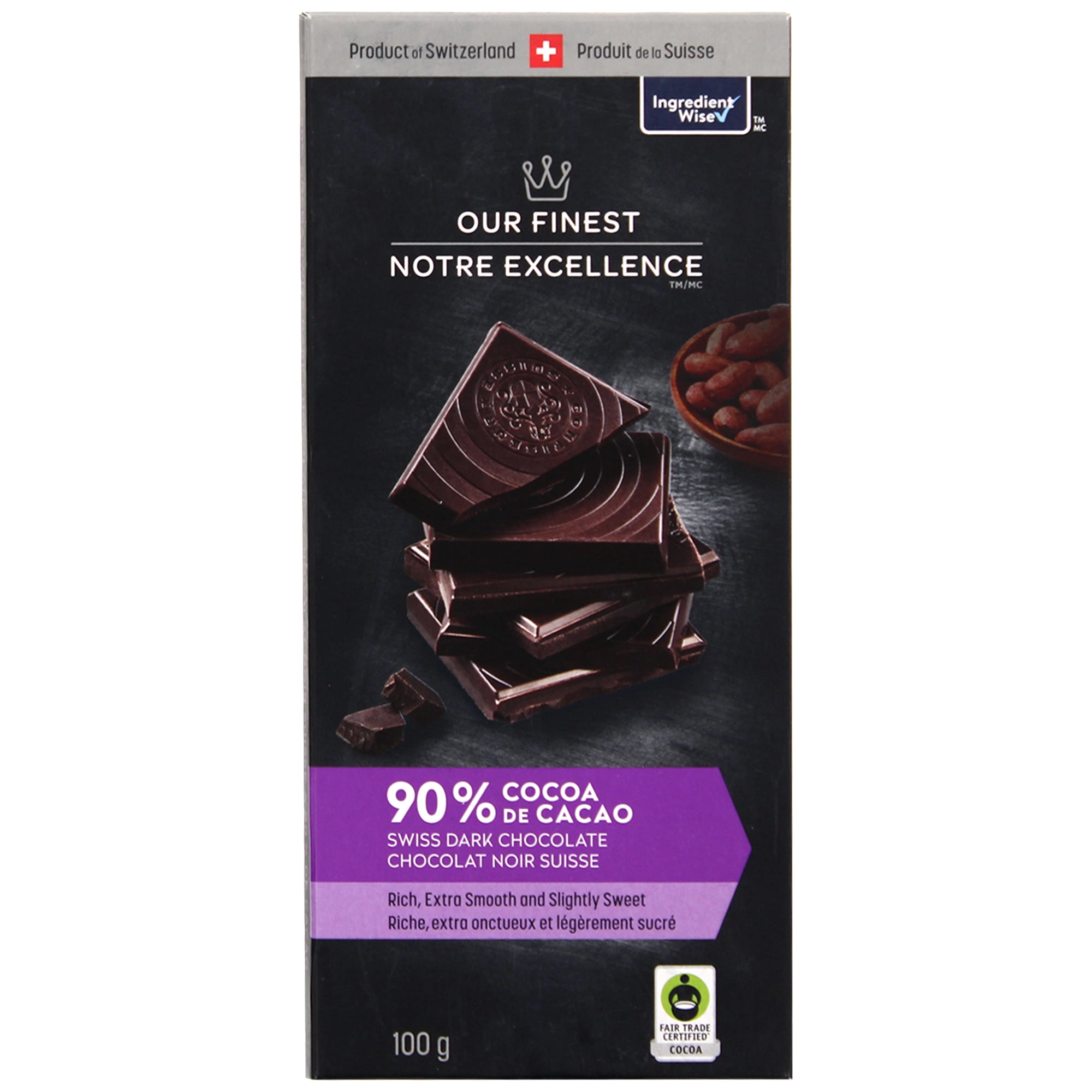 Our Finest 90% Cocoa Swiss Dark Chocolate 100g