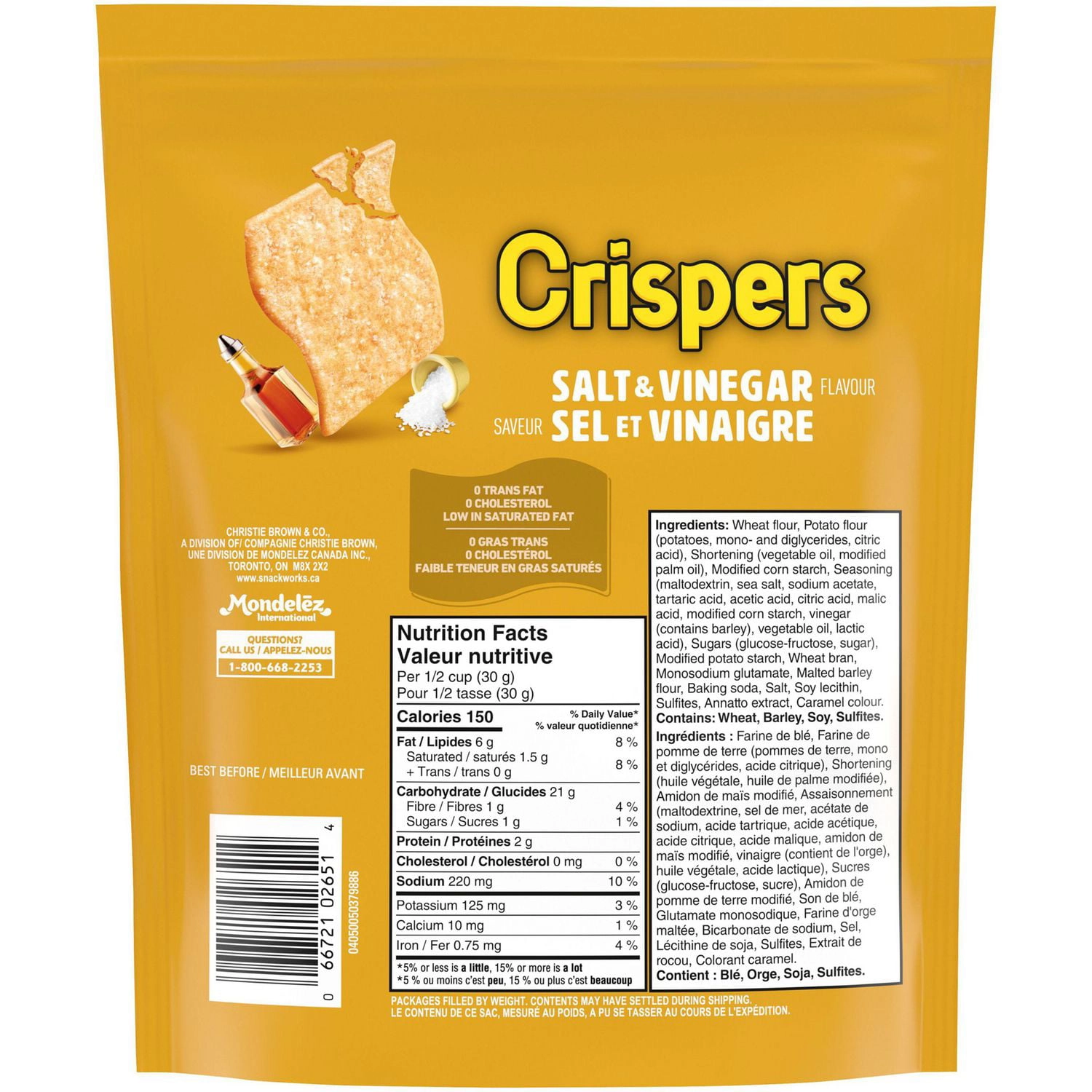 Christie Crispers Salt & Vinegar Cracker Snacks, 145g - Image 2