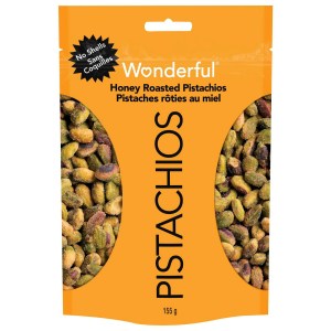 Wonderful Pistachios, No Shells, Honey Roasted, 155g Resealable Bag