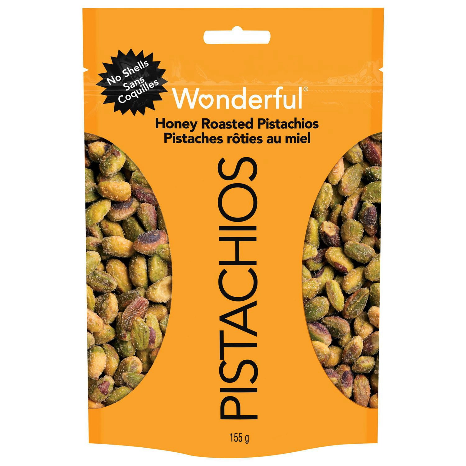 Wonderful Pistachios, No Shells, Honey Roasted, 155g Resealable Bag