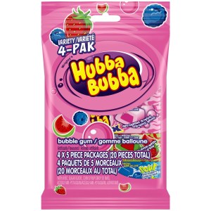 Hubba Bubba Mixed Fruit Bubble Gum Variety Pack, 4 Packs, 20 Pieces