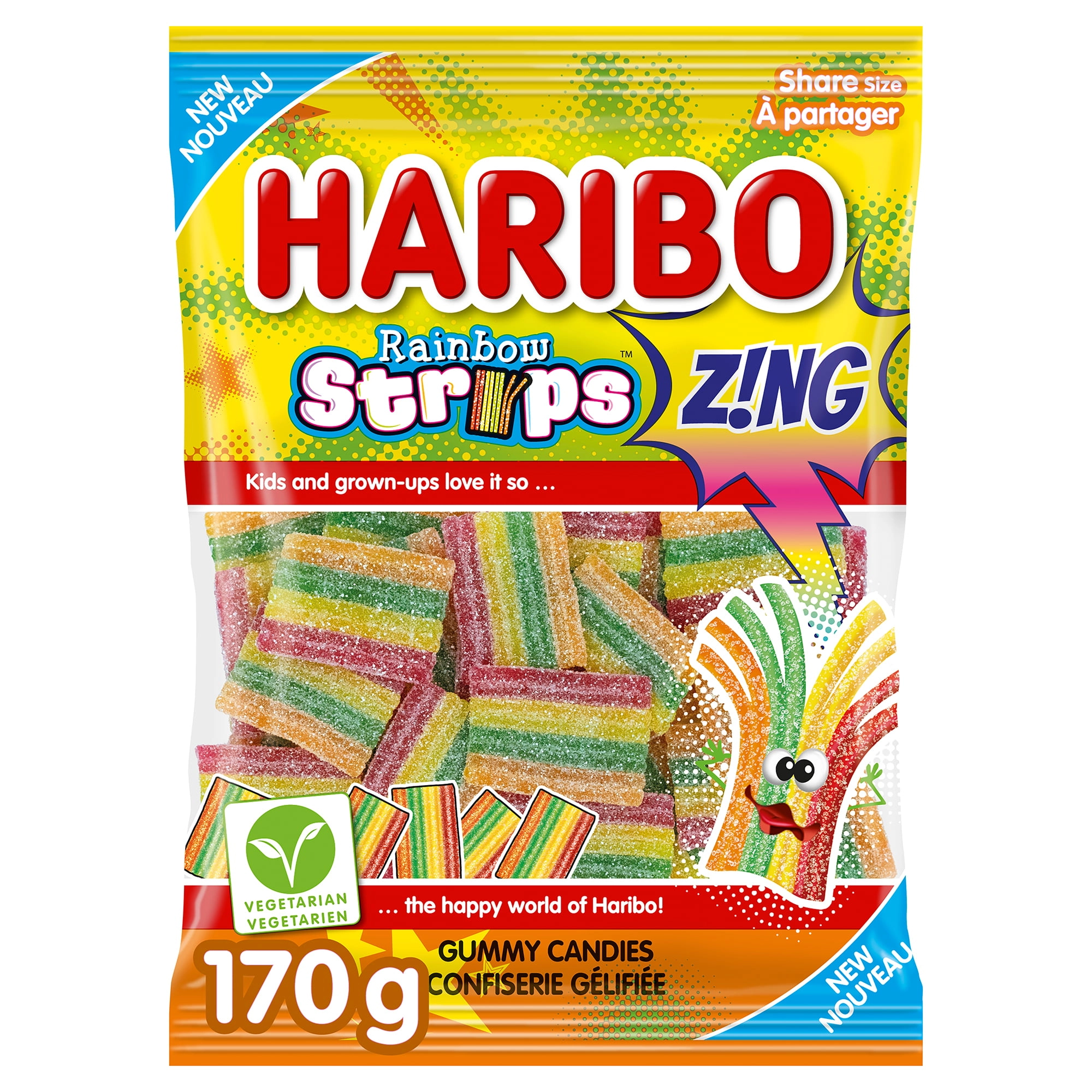Haribo Z!NG Rainbow Strips Sour Gummy Candy 170g