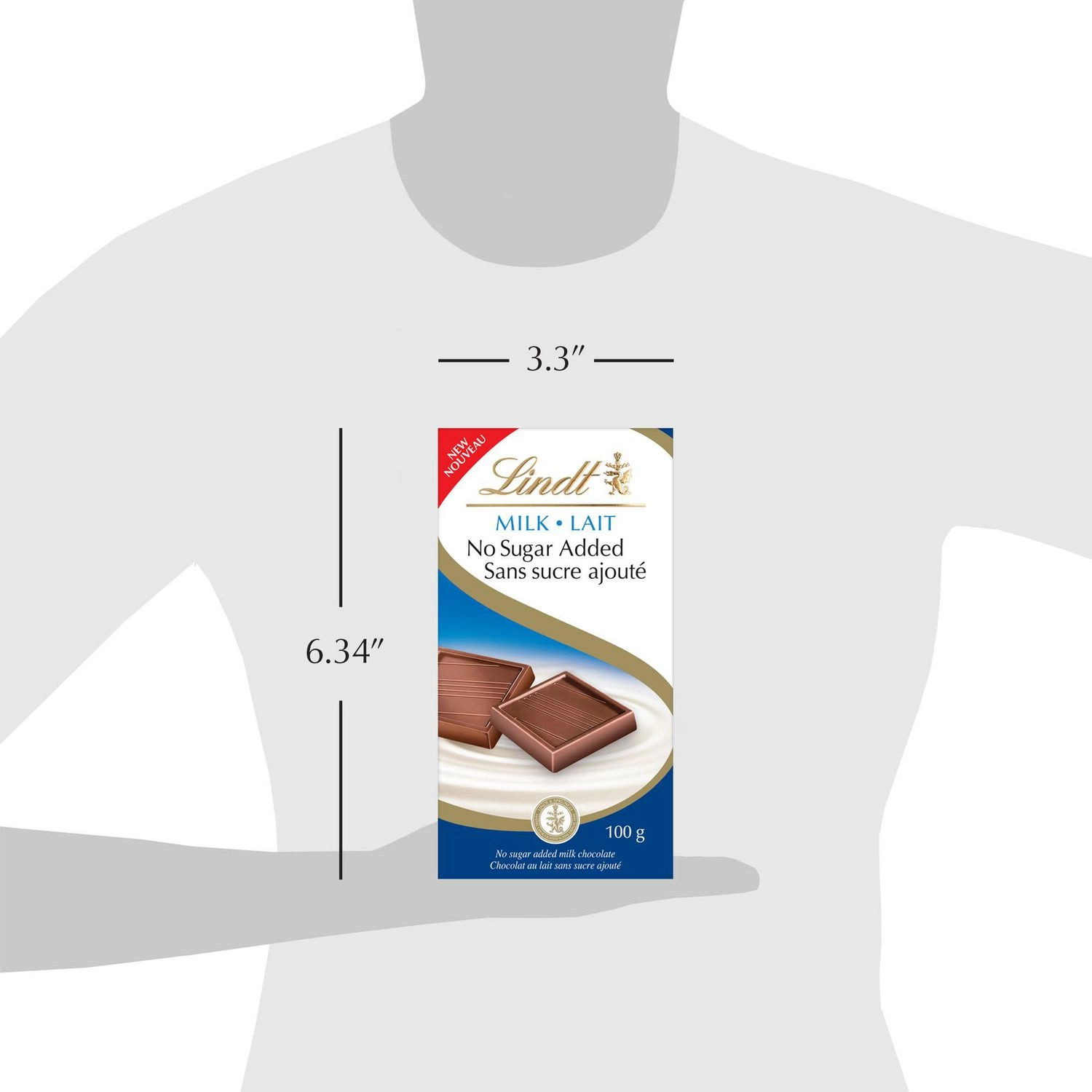 Lindt No Sugar Added Milk Chocolate Bar, 100g - Image 3