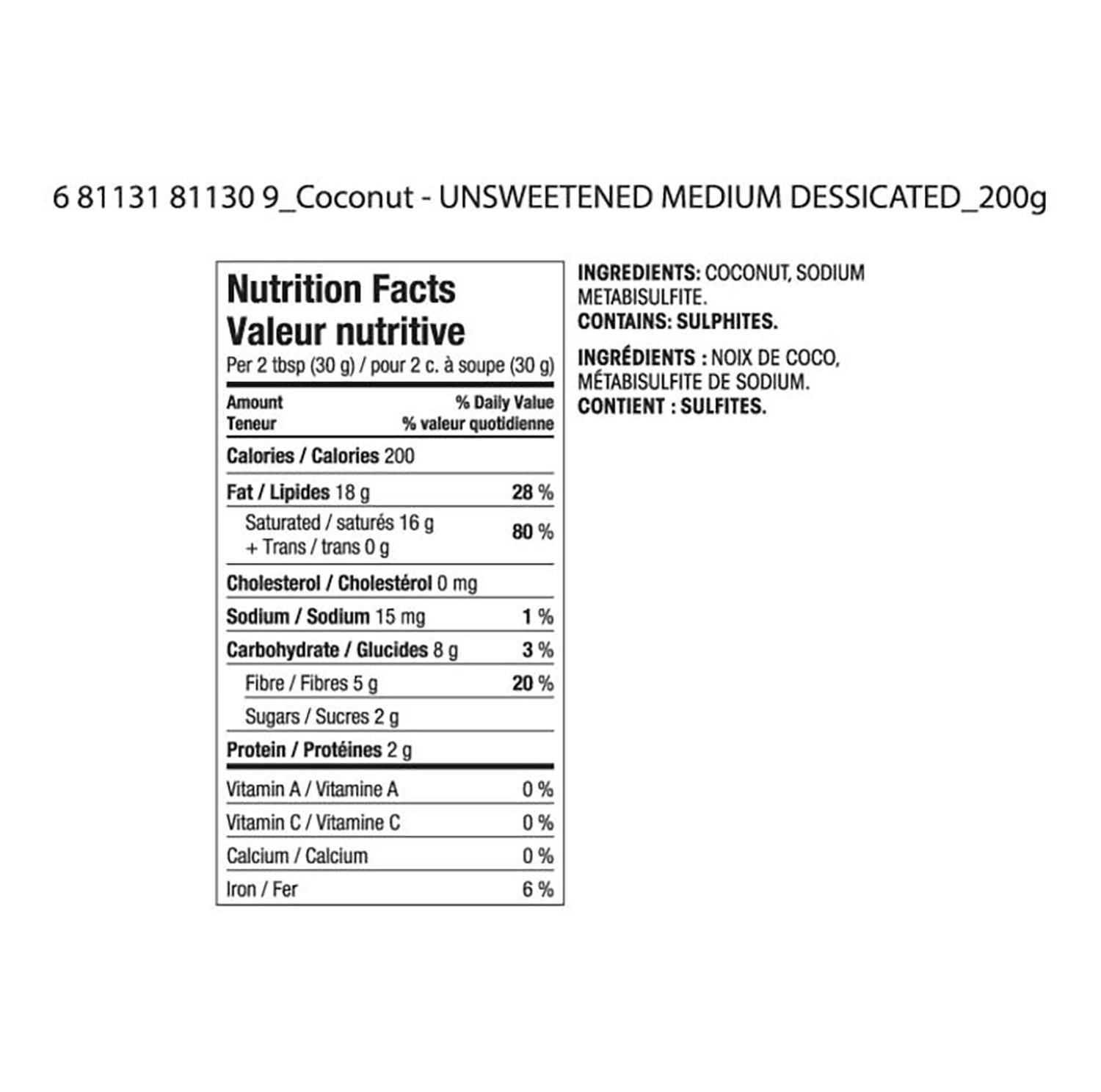 Great Value Unsweetened Medium Coconut 200 g - Image 2