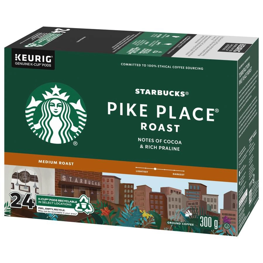 Starbucks Pike Place Roast Medium Roast Ground Coffee K-Cup Pods 24 ct Box - Image 4
