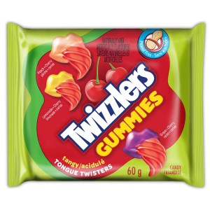 Twizzlers Gummies Tongue Twisters Tangy Candy, Single Serve 60g
