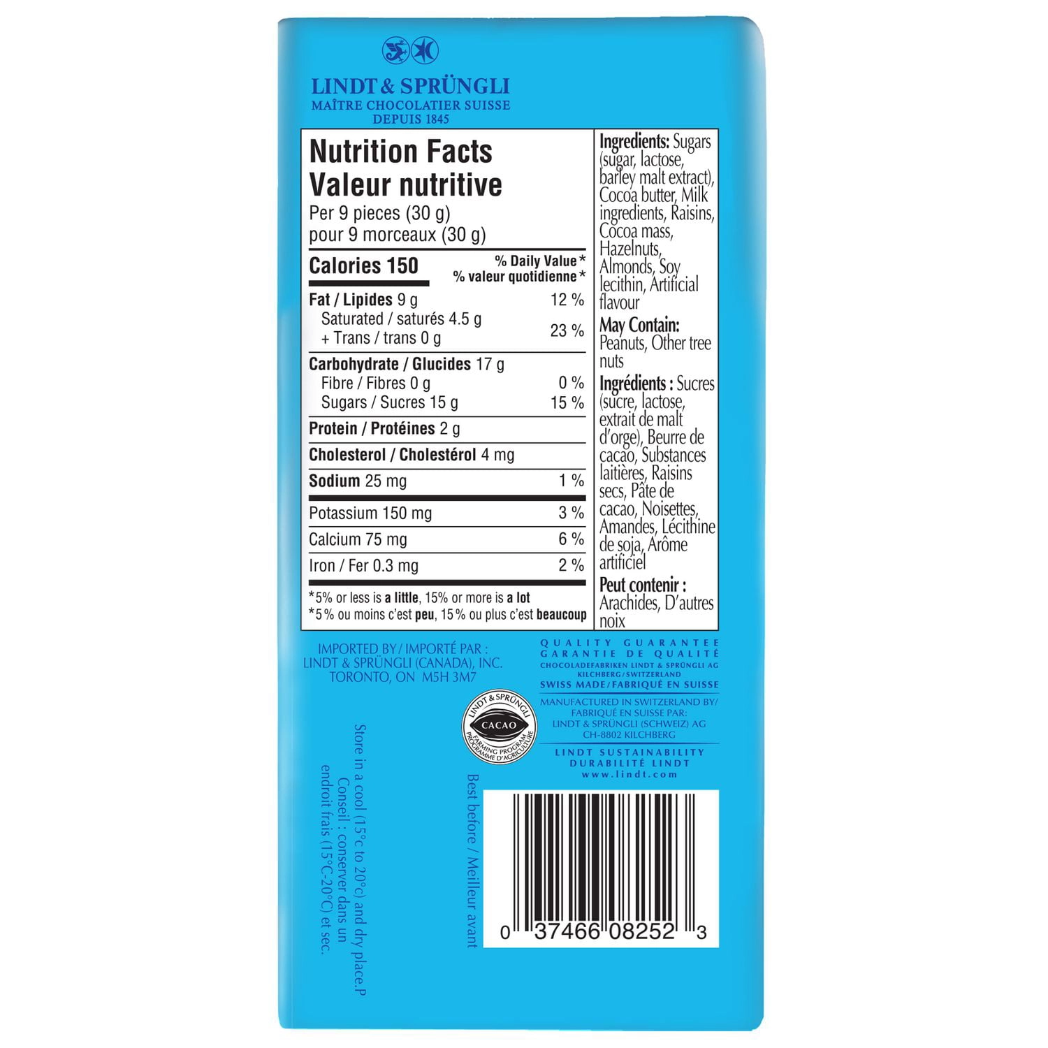 Lindt Swiss Classic Fruit & Nut Milk Chocolate Bar, 100g - Image 4